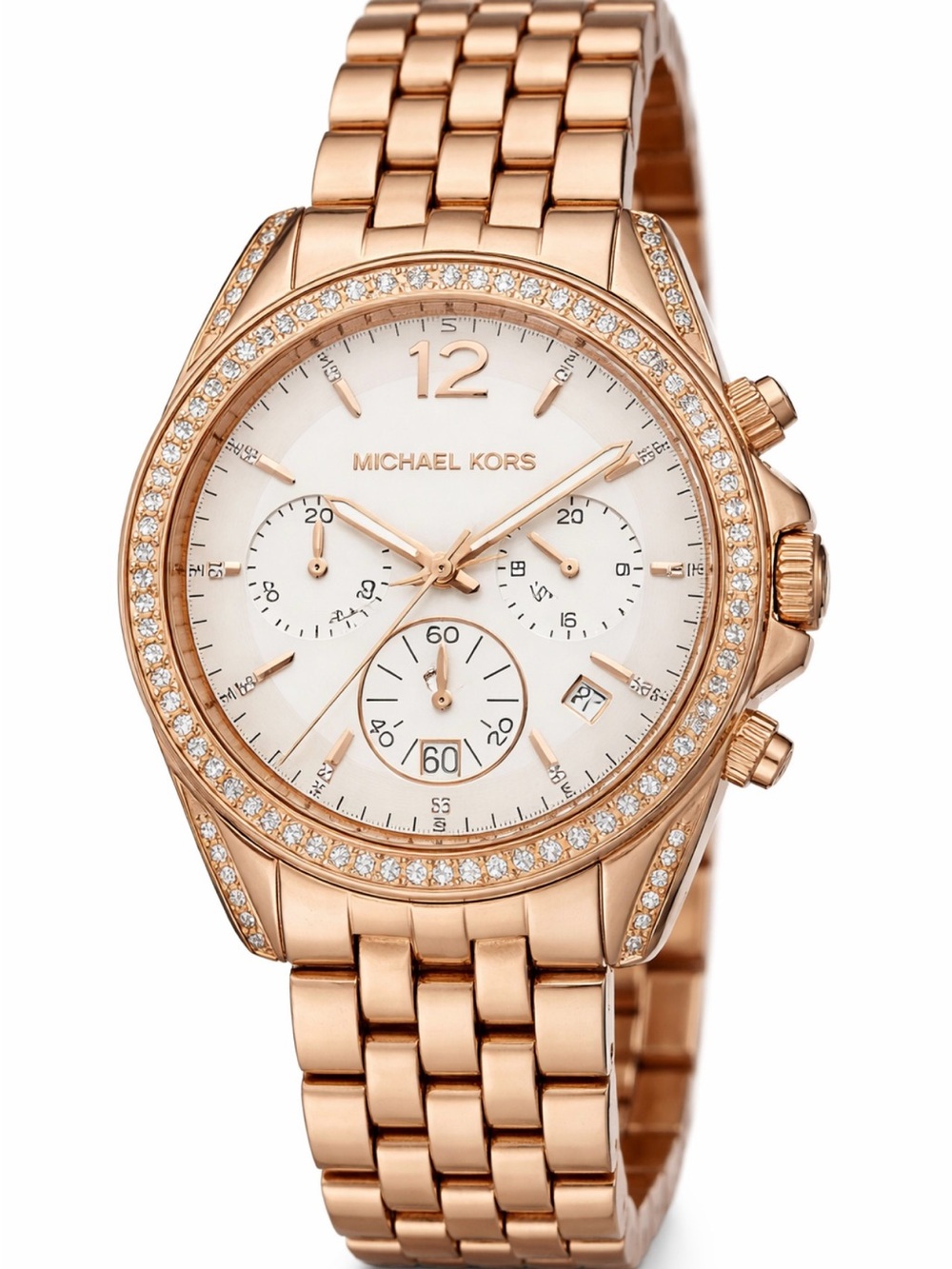 Michael Kors Rose Gold Crystal-Accented Chronograph Watch